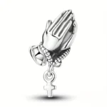 Charm-Anhänger „Betende Hände“ – Glaubens-Charm mit Kreuz | Versilbertes Gebetsmotiv für Armbänder & Ketten