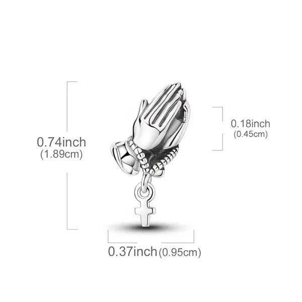 Charm-Anhänger „Betende Hände“ – Glaubens-Charm mit Kreuz | Versilbertes Gebetsmotiv für Armbänder & Ketten