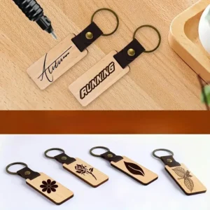 Gravierbarer Holz-Schlüsselanhänger – Personalisierbar mit Schrift oder Bild | Holz & Metall | Unisex