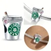 Charm „Coffee Lover“ – Versilberter Kaffeebecher mit Herzanhänger für Armbänder & Ketten