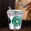 Charm „Coffee Lover“ – Versilberter Kaffeebecher mit Herzanhänger für Armbänder & Ketten