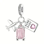 Charm-Anhänger „Travel Lover“ – Flugzeug, Koffer & Pass | Reise-Charm für Armbänder & Ketten