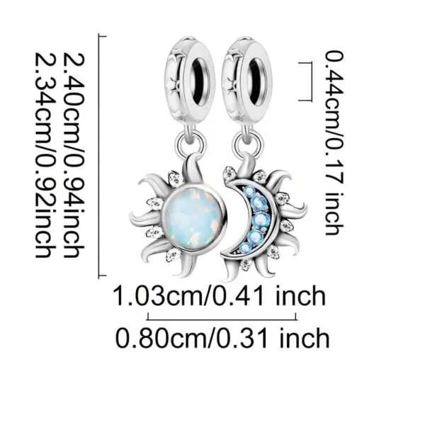 Charm „Sonne & Mond“ – Versilberte Anhänger mit Kristallen | Mystisches Charm-Set für Armbänder & Ketten