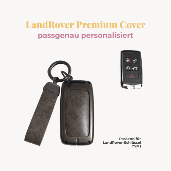 LANDROVER/JAGUAR Premium Autoschlüssel-Cover inkl. veganem Lederband, inkl. Personalisierung Typ I