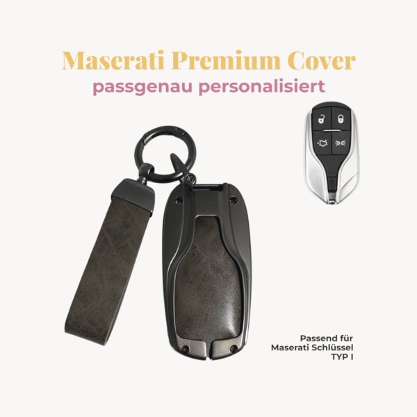 MASERATI Premium Autoschlüssel-Cover inkl. veganem Lederband, inkl. Personalisierung Typ I