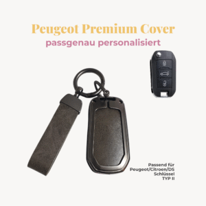 PEUGEOT/CITROEN/DS Premium Autoschlüssel-Cover inkl. veganem Lederband, inkl. Personalisierung Typ II