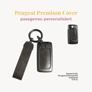 Peugeot CMZ45 PEUGEOT/CITROEN/DS Premium Autoschlüssel-Cover inkl. veganem Lederband, inkl. Personalisierung Typ IV