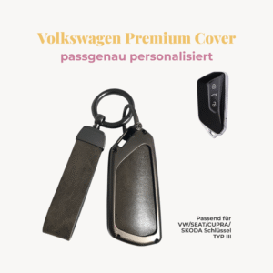 VW/SEAT/CUPRA/SKODA Premium Autoschlüssel-Cover inkl. veganem Lederband, inkl. Personalisierung Typ III