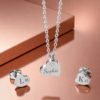 Personalisiertes Herz-Schmuckset – Halskette & Ohrringe mit Gravur, Edelstahl, silberfarben