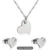 Personalisiertes Herz-Schmuckset – Halskette & Ohrringe mit Gravur, Edelstahl, silberfarben