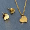 Personalisiertes Herz-Schmuckset – Halskette & Ohrringe mit Gravur, Edelstahl, goldfarben