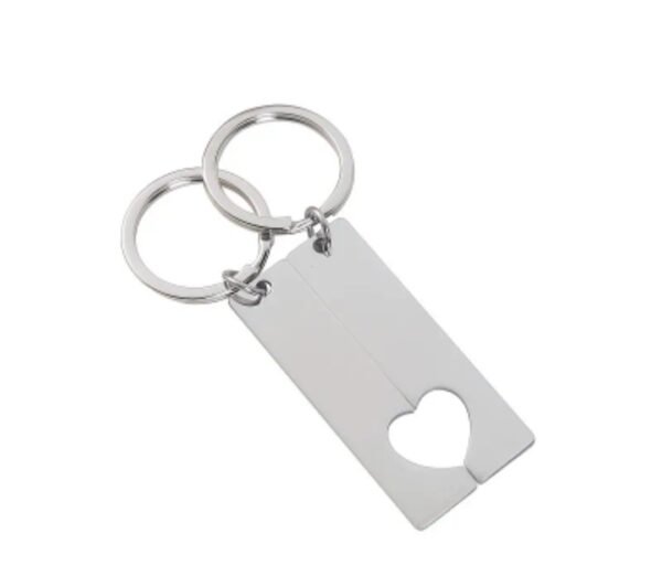 Personalisierte Pärchen-Schlüsselanhänger – geteiltes Herz mit Gravur, Edelstahl