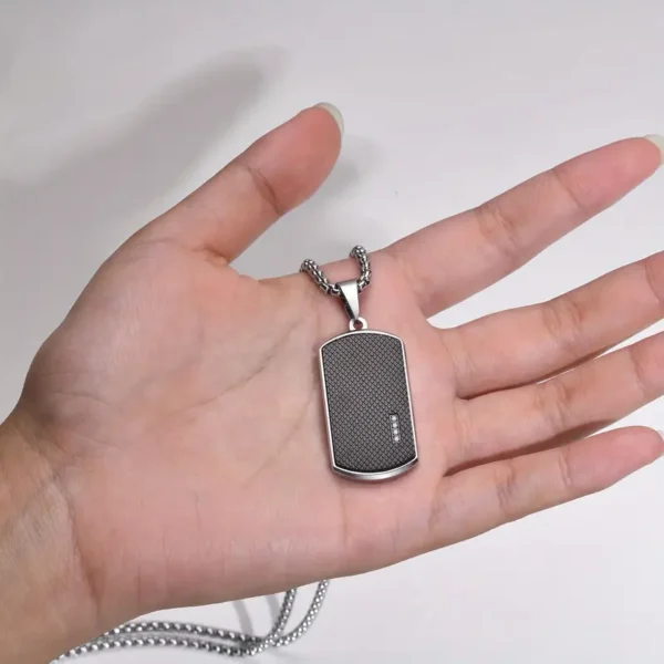 Personalisierte Halskette mit gravierbarem Anhänger – Edelstahl 304, schwarz & silberfarben